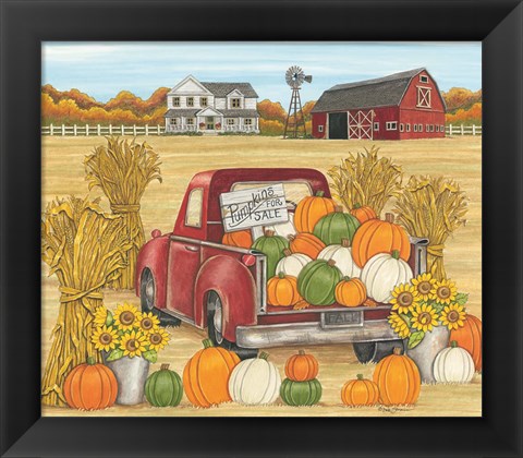 Framed Pumpkins for Sale Red Truck Farm Print