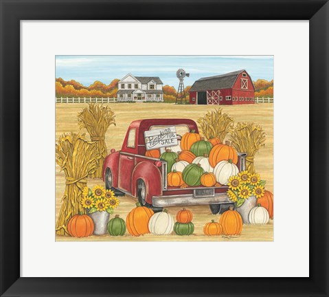 Framed Pumpkins for Sale Red Truck Farm Print