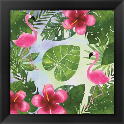 Framed Tropical Life Flamingo I Print