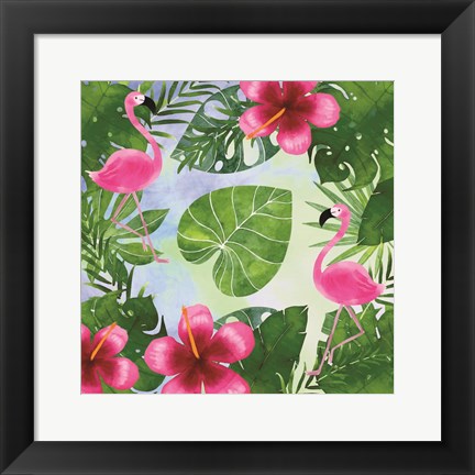 Framed Tropical Life Flamingo I Print