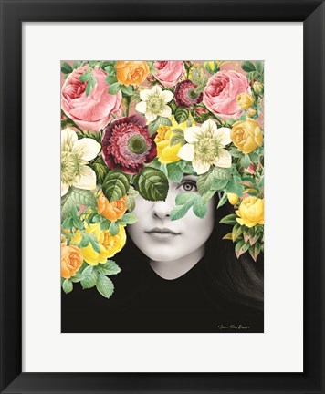 Framed Girl and the Flowers Print