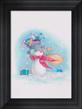 Framed Santa Snowman Print