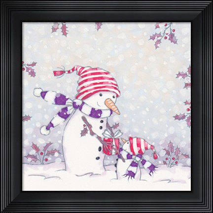Framed Snowman and Gifts Print