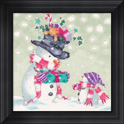 Framed Snowman and Gifts II Print