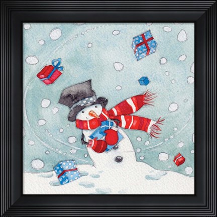 Framed Juggling Snowman II Print