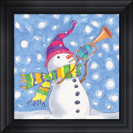 Framed Snowman Trumpet Print
