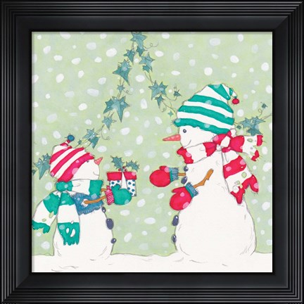 Framed Snowman and Gift Print