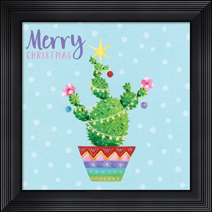 Framed Christmas Cactus Star Print