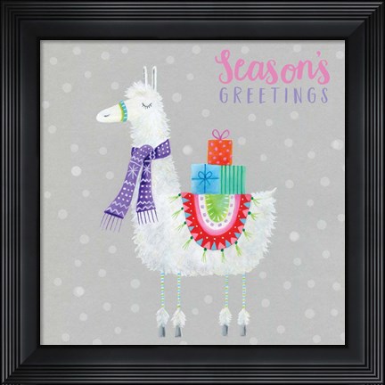 Framed Llama Christmas Presents Print