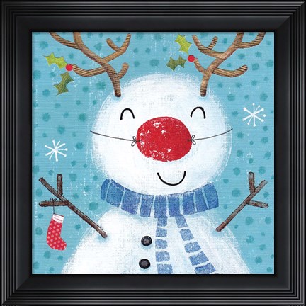 Framed Christmas Snowdeer Print