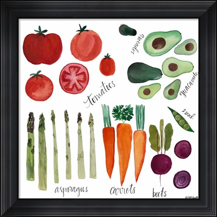 Framed Watercolor Veggies Print