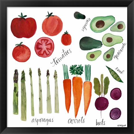 Framed Watercolor Veggies Print