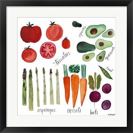 Framed Watercolor Veggies Print