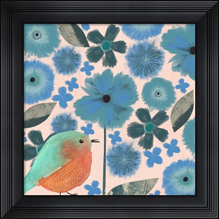 Framed Blue Floral Print