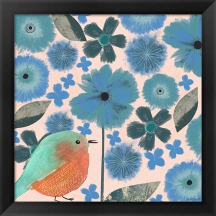 Framed Blue Floral Print