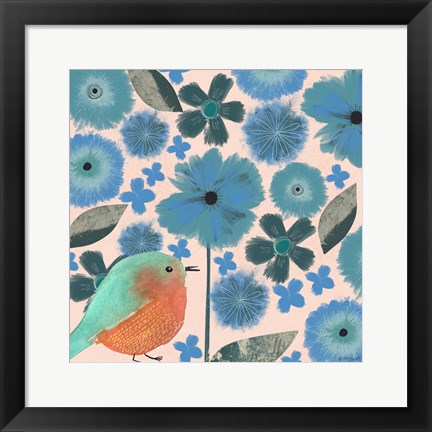 Framed Blue Floral Print
