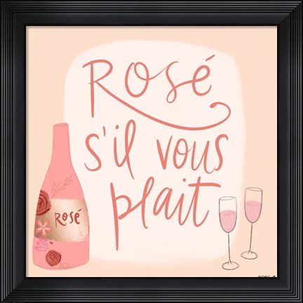 Framed Rose s&#39;il Vous Plait Print