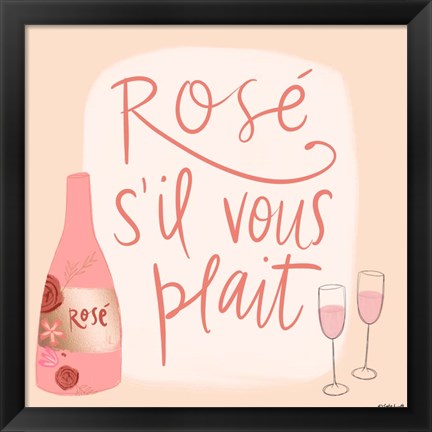 Framed Rose s&#39;il Vous Plait Print