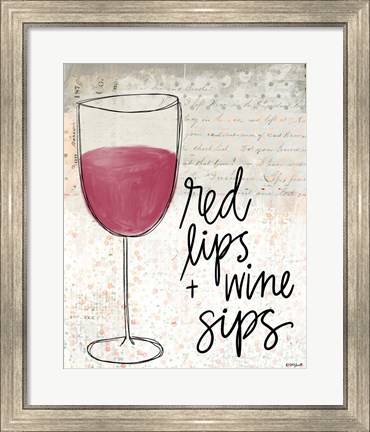 Framed Red Lips &amp; Wine Sips Print