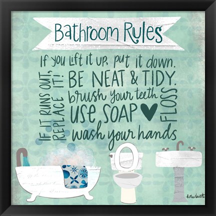 Framed Bathroom Rules Print