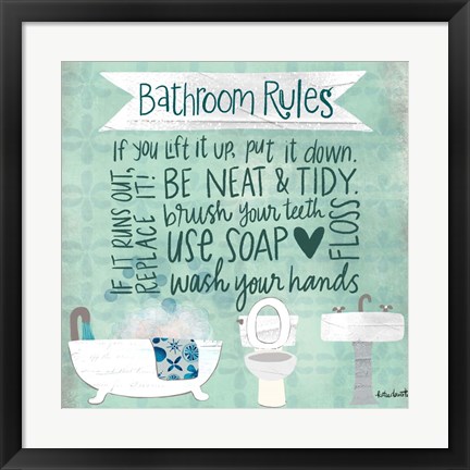 Framed Bathroom Rules Print