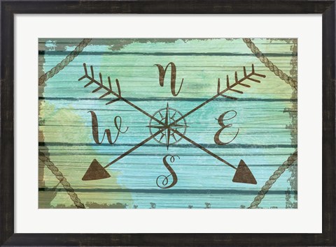 Framed Compass Key Print