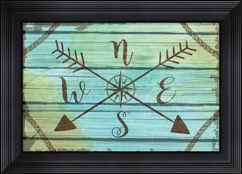 Framed Compass Key Print