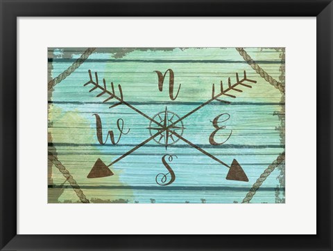 Framed Compass Key Print