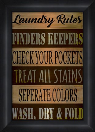 Framed Laundry Rules Print