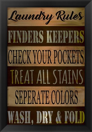 Framed Laundry Rules Print