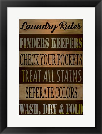 Framed Laundry Rules Print