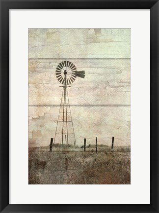 Framed Windmill on a Hill Print