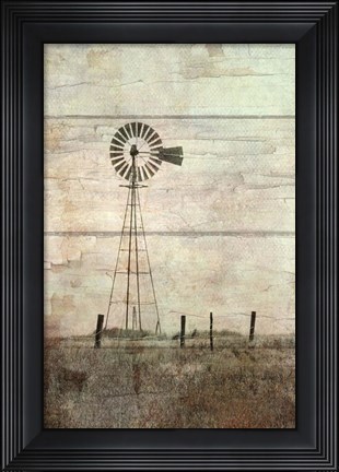 Framed Windmill on a Hill Print
