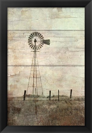 Framed Windmill on a Hill Print