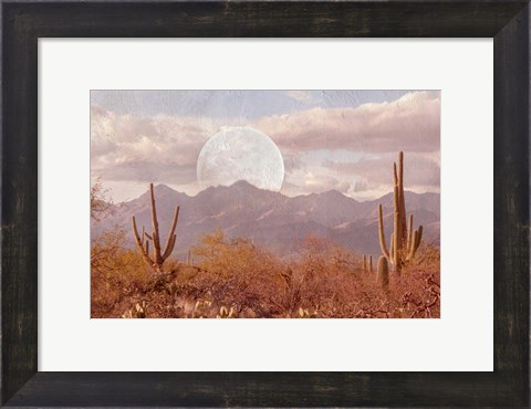 Framed Moonrise Over The Mountain Print