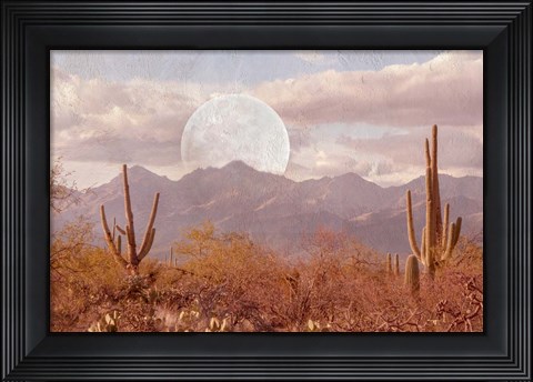 Framed Moonrise Over The Mountain Print