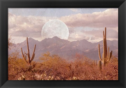 Framed Moonrise Over The Mountain Print