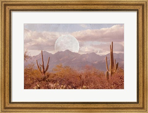 Framed Moonrise Over The Mountain Print