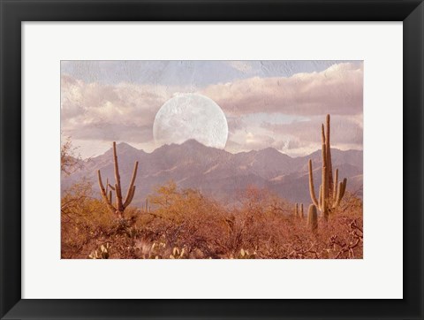 Framed Moonrise Over The Mountain Print