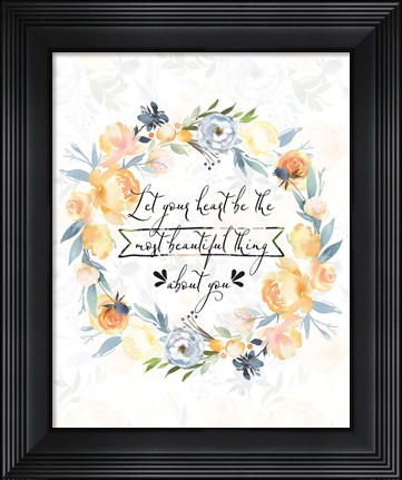 Framed Let Your Heart Floral Wreath Print
