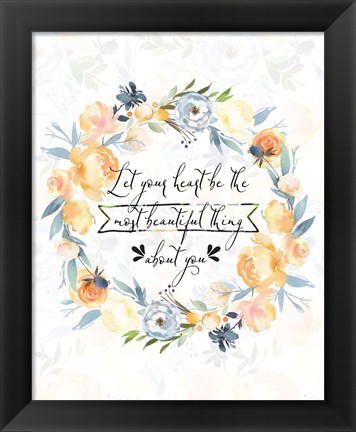 Framed Let Your Heart Floral Wreath Print