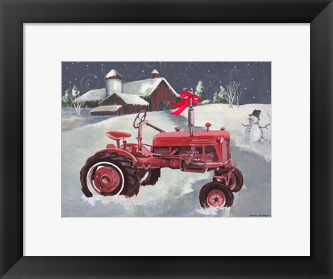 Framed Old Tractor and Barn Print
