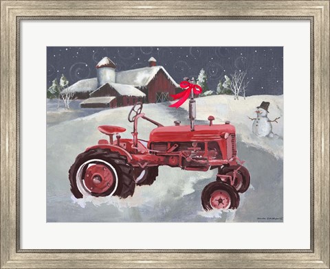 Framed Old Tractor and Barn Print