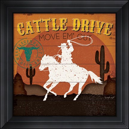 Framed Cattle Drive Print
