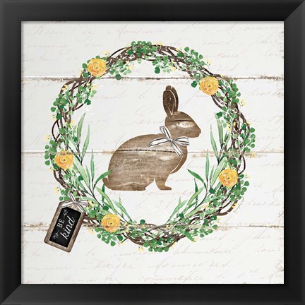 Framed Spring Wreath I Print