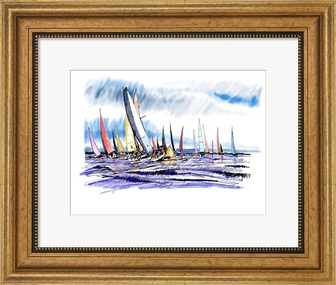 Framed Sail Boats II Print