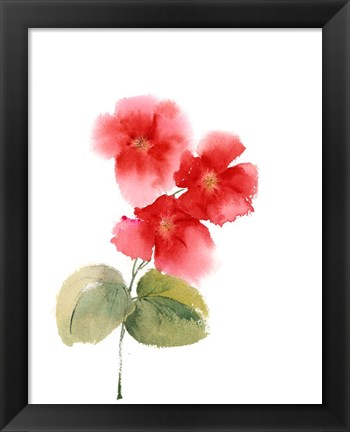 Framed Red Flowers I Print