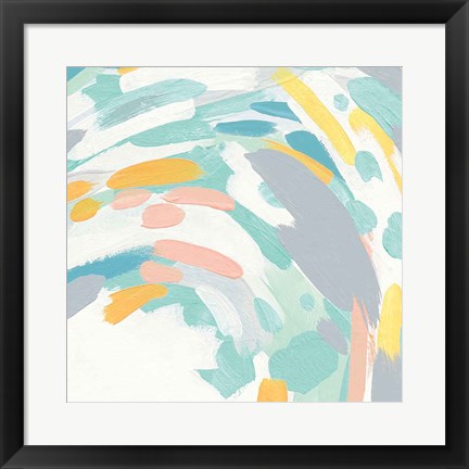 Framed Laughter II Turquoise and Peach Print