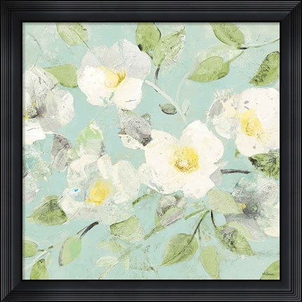Framed Fading Spring Blue - Bright White Crop Print