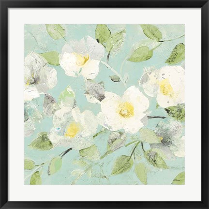 Framed Fading Spring Blue - Bright White Crop Print